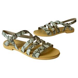 CROCS Snakeskin Pattern Sandals - Black and Tan